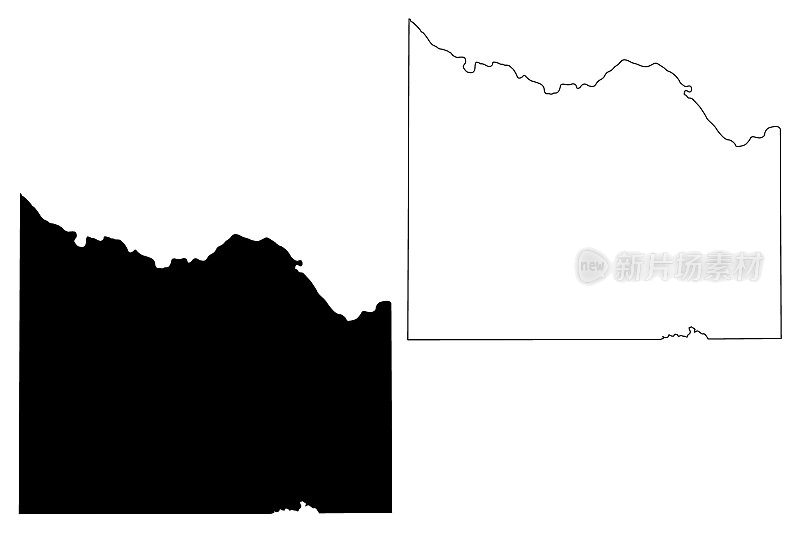 德克萨斯州威奇托县(美国德克萨斯州县，美国，美国)地图矢量插图，威奇托手绘地图