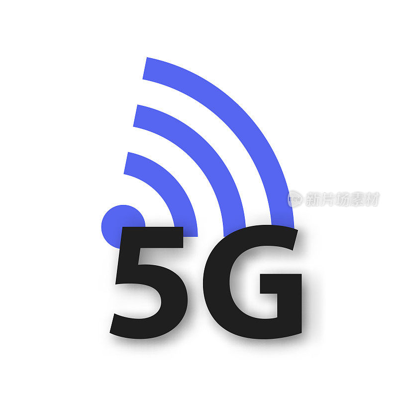 矢量5G图标和符号。第五代无线互联网网络连接示意图。移动设备通讯技术。