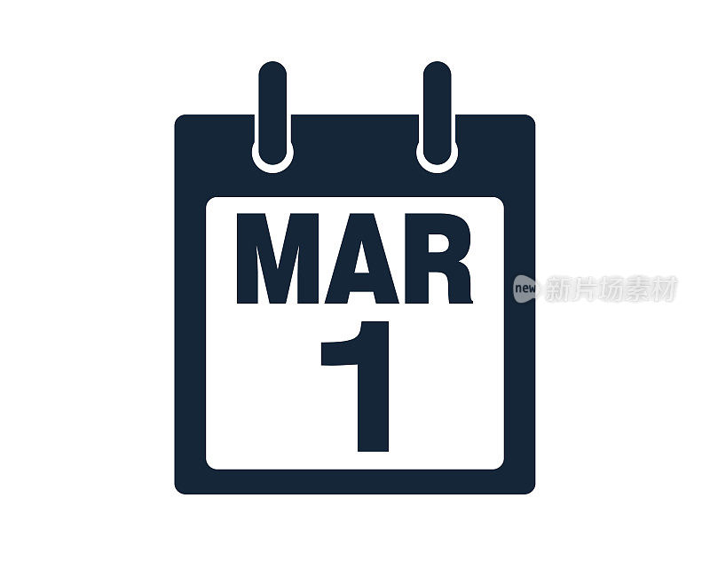 3月1日日历图标股票矢量插图