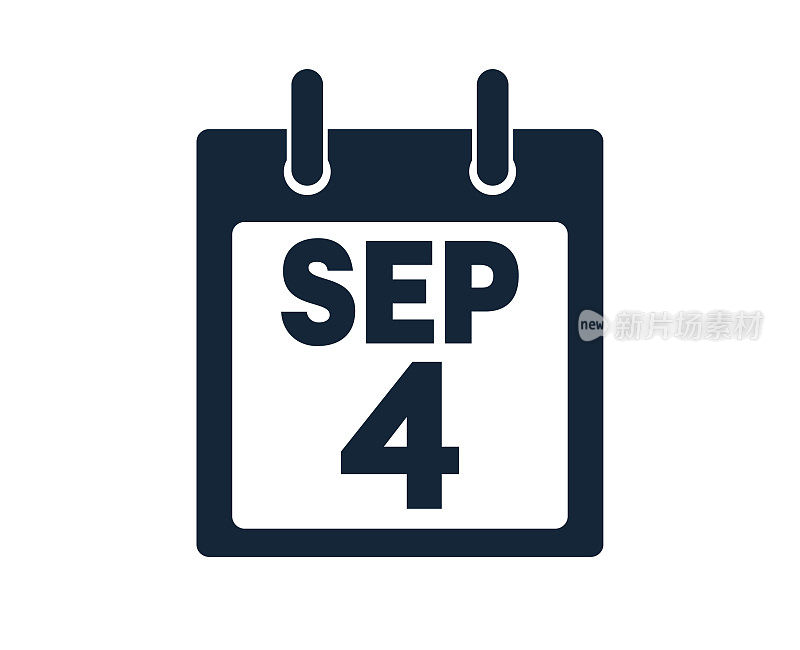 9月4日日历图标股票矢量插图