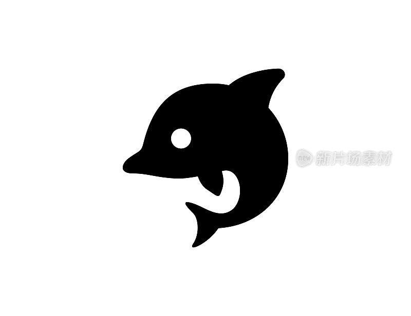 海豚图标。孤立的海豚剪影符号-向量