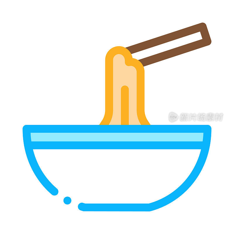 液体奶酪火锅串碗图标矢量轮廓插图