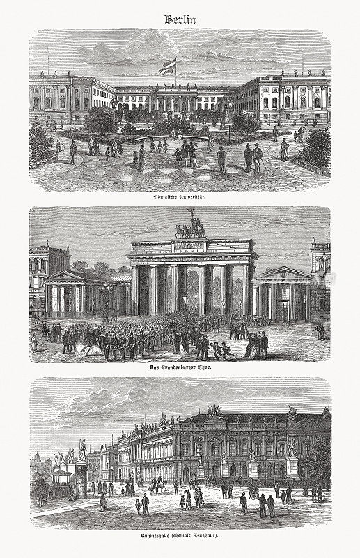 德国柏林的历史观点，木刻，出版于1893年
