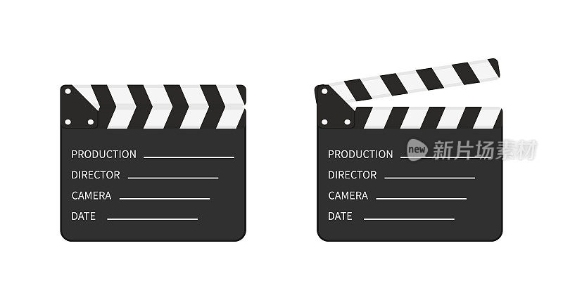 电影合板。场记板的板岩。导演的电影。用隔板拍摄视频。电影唠唠叨叨的孤立。为制作电影而行动。好莱坞的电影艺术。视频的设备。向量