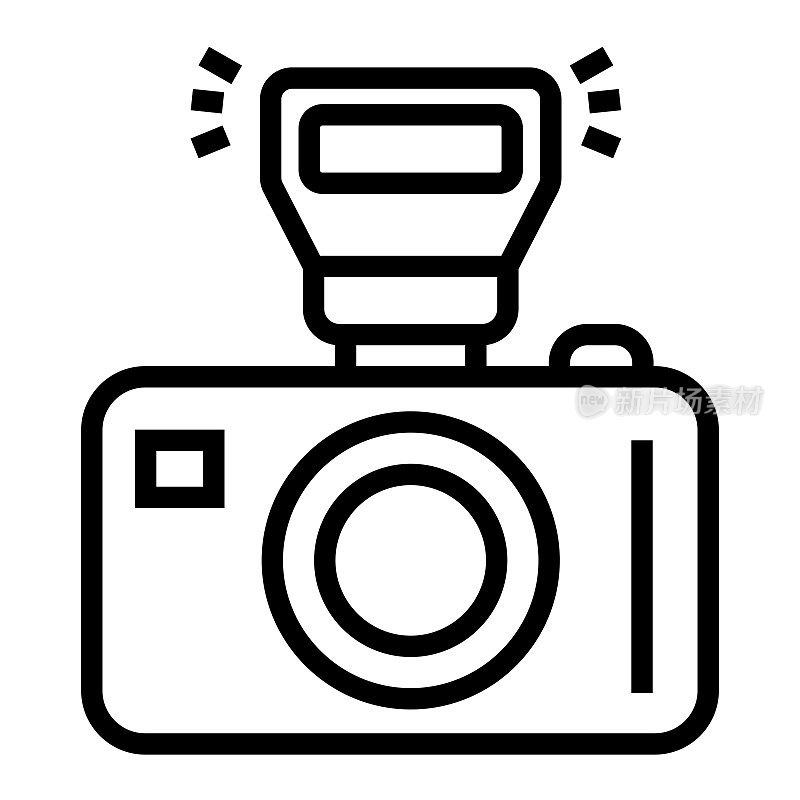 摄影线图标,轮廓符号矢量插图