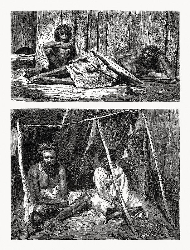 澳大利亚土著过去的木刻，1868年出版