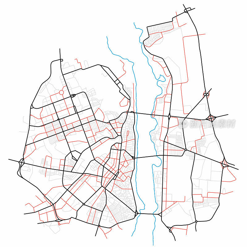 沃罗涅日城市地图-城镇街道上的计划。道路平面图。城市环境，建筑背景。向量