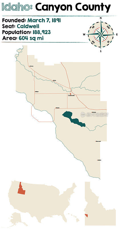 爱达荷州峡谷县地图