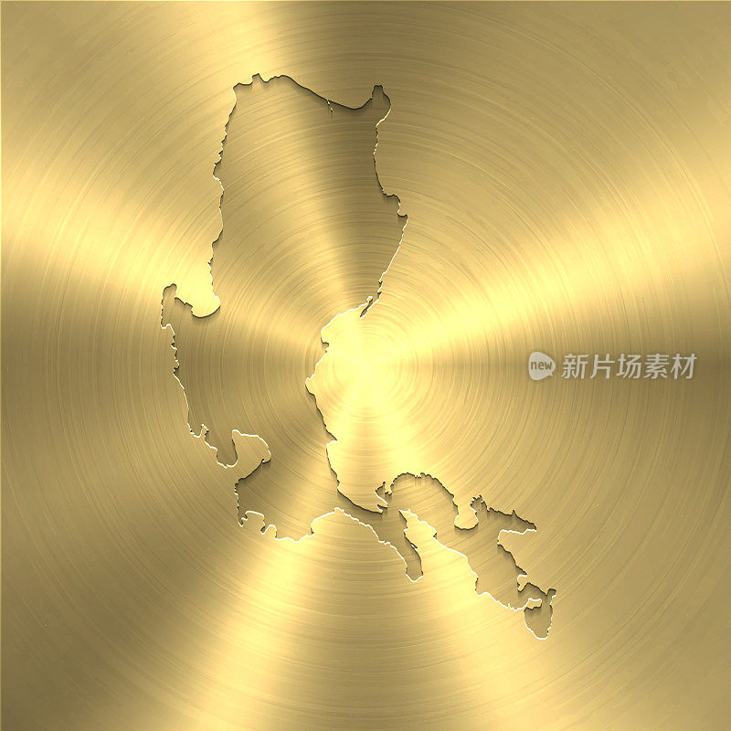 吕宋地图上的金色背景-圆形拉丝金属纹理