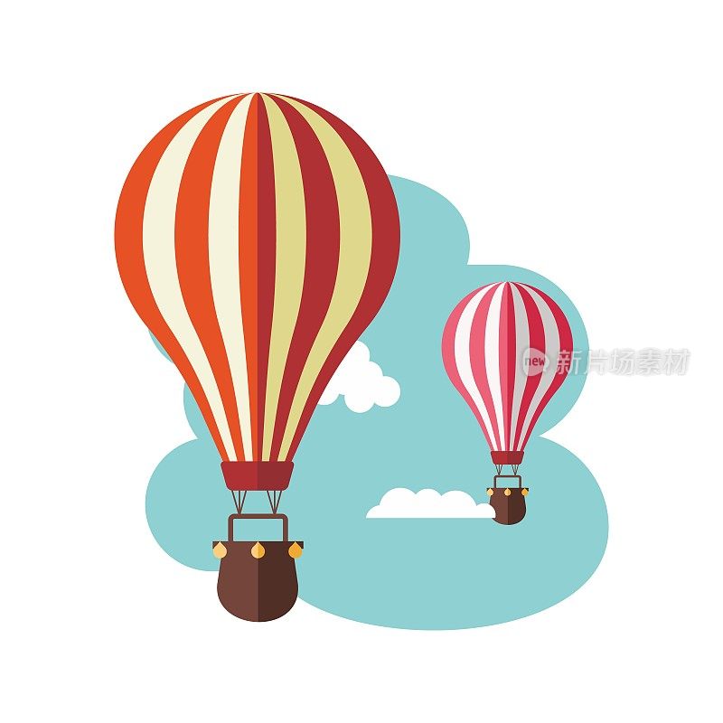 空中飞行的气球旅行运输平坦