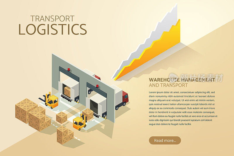 载货物流卡车和运输集装箱。