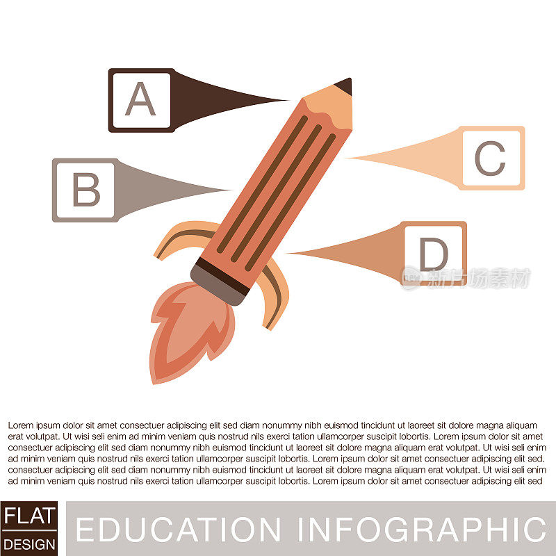 带文字和图标的铅笔火箭教育信息图