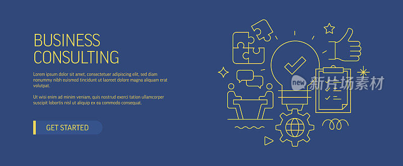 商务咨询相关网页横幅线条风格。现代设计矢量插图的网页旗帜，网站标题等股票插图
