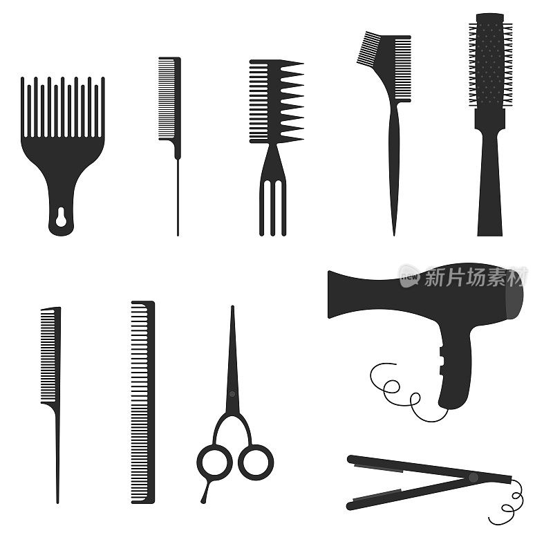 护发工具。美发工具的图标。美发沙龙。