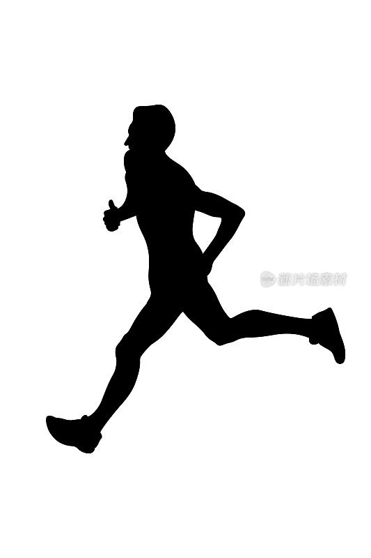 男性跑步者跑步比赛黑色剪影