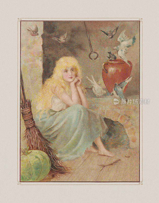 《灰姑娘》(格林童话)，石版印刷，大约1898年出版