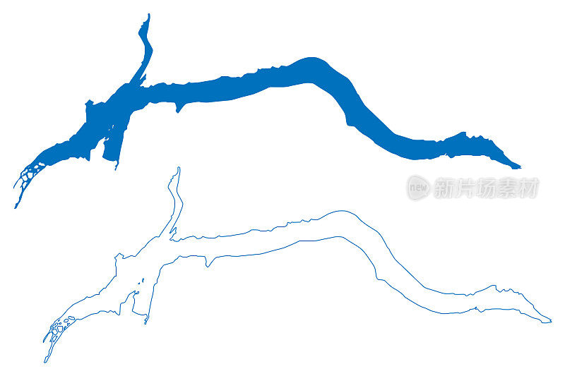 甘德尔湖(加拿大，北美，纽芬兰岛)地图矢量插图，潦草草图地图
