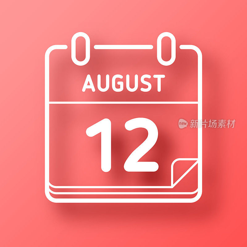 8月12日。图标在红色背景与阴影