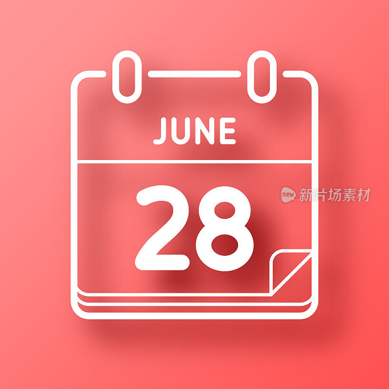 6月28日。图标在红色背景与阴影