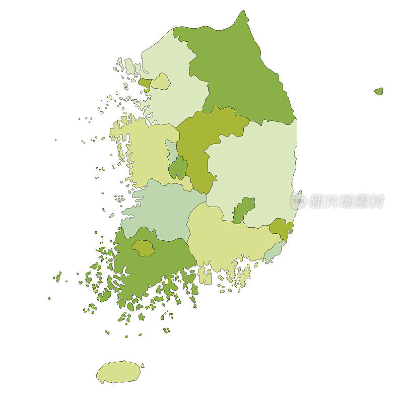 高度详细的可编辑的政治地图与分离的层。韩国。