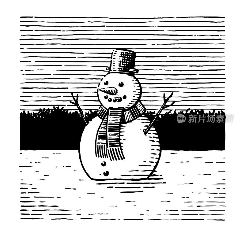 一个雪人的矢量图