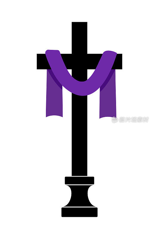 基督教十字架与紫色织物图标