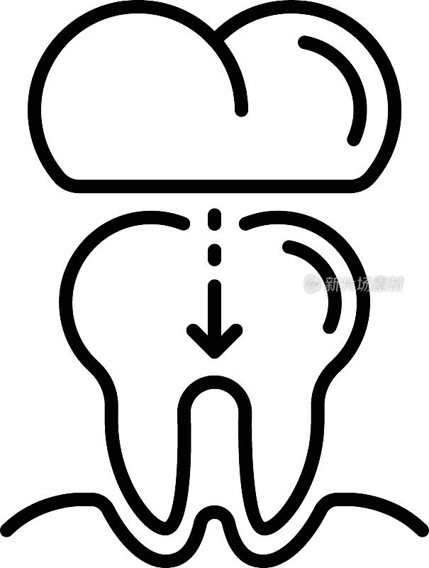 牙冠帽概念，牙髓治疗后牙齿修复矢量图标设计，牙科符号，卫生保健标志，牙科器械库存插图