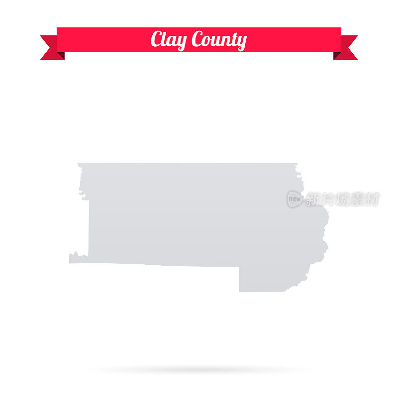 阿肯色州克莱县。白底红旗地图