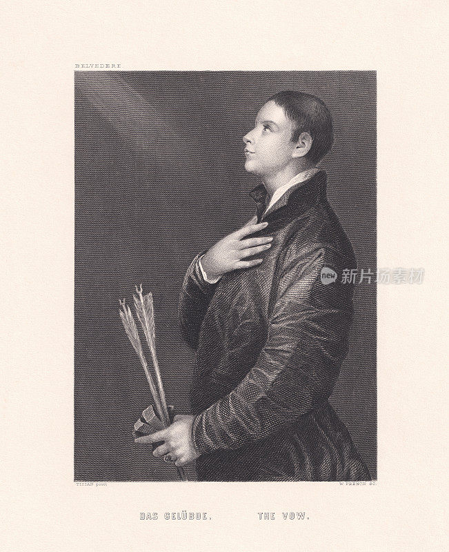 《誓约》，提香钢制雕刻，出版于1872年
