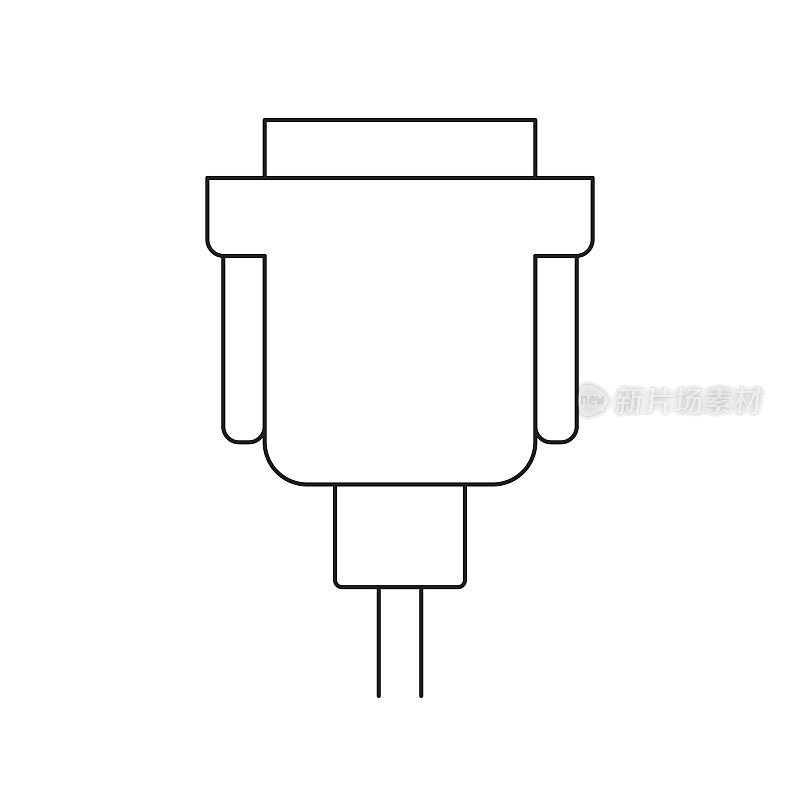 DVI电缆连接器-矢量图标。画插图。白底隔离