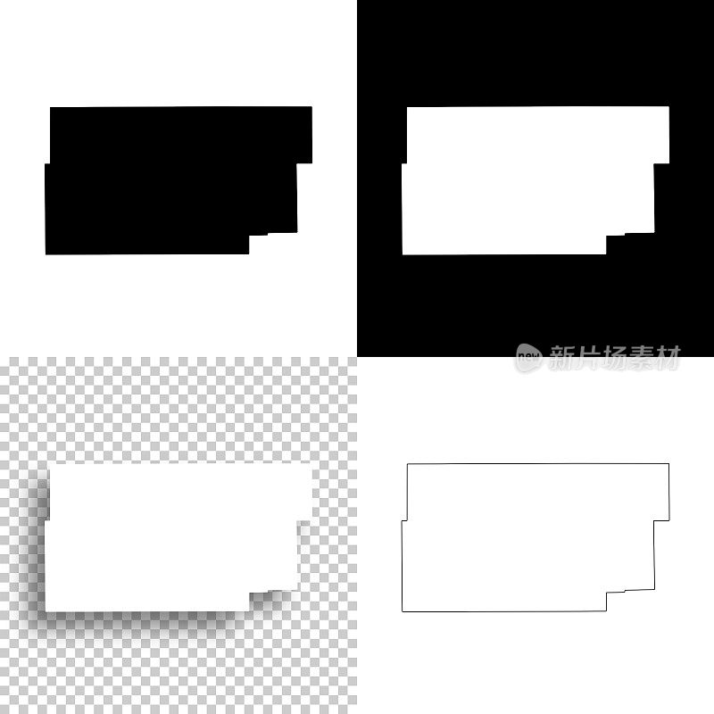 道格拉斯县，伊利诺伊州。设计地图。空白，白色和黑色背景