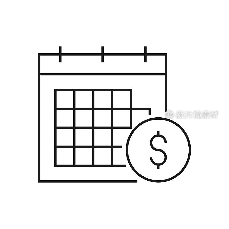 税收时间线图标矢量插图。图标设计的标志，移动应用程序，网站，用户界面，用户体验，标志，符号。