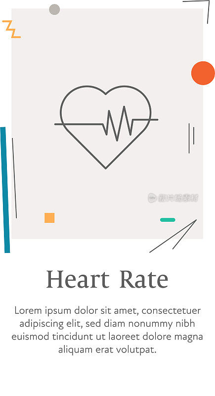 心率图标与可编辑的笔画，放置在一个风格垂直的网页横幅。
