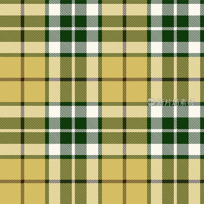 黄绿色苏格兰格子格图案织物样品