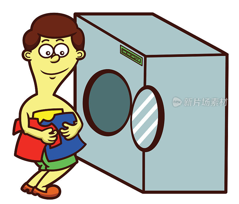 一个人在用洗衣机洗衣服