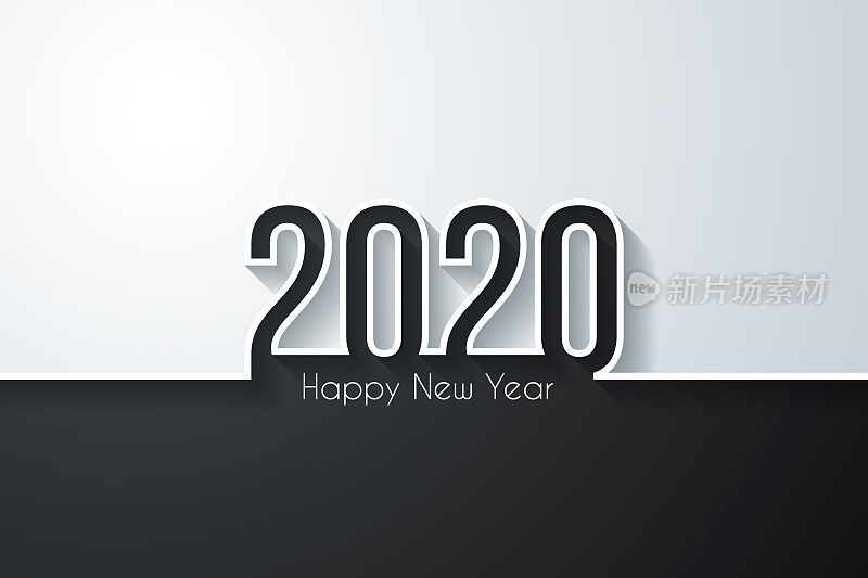 2020年新年快乐――白色背景