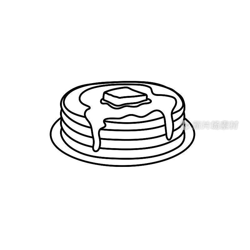 薄饼早餐图标在细线风格