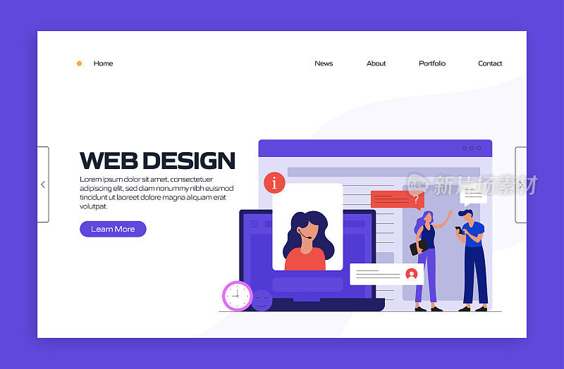 网页设计概念矢量插图的着陆页模板，网站横幅，广告和营销材料，在线广告，业务演示等。