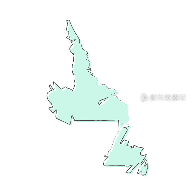 纽芬兰和拉布拉多地图手绘在白色的背景-时尚的设计