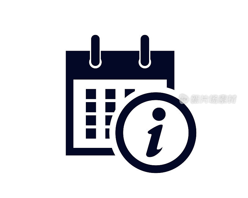 用字母I或信息符号在一个圆圈中显示月的天数的日历