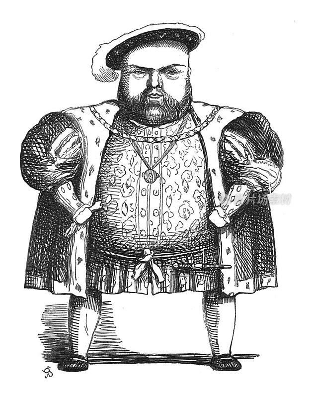 英国讽刺漫画漫画插图-非常大的国王亨利八世