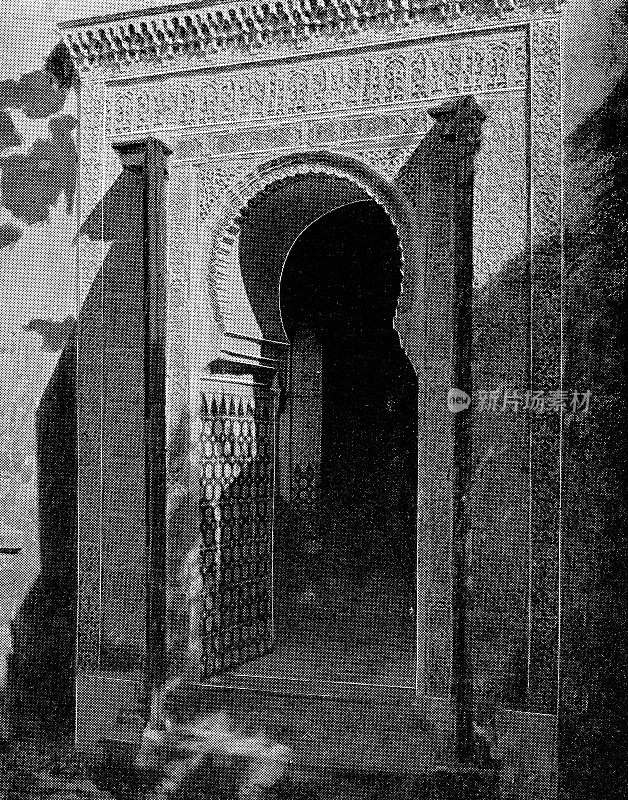 西班牙格拉纳达阿尔罕布拉的阿拉伯式门廊――19世纪