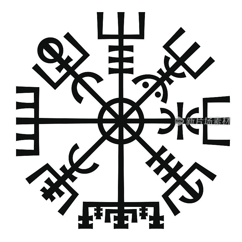 Vegvisir。维京人的魔法指南针。古代北欧文字的护身符。