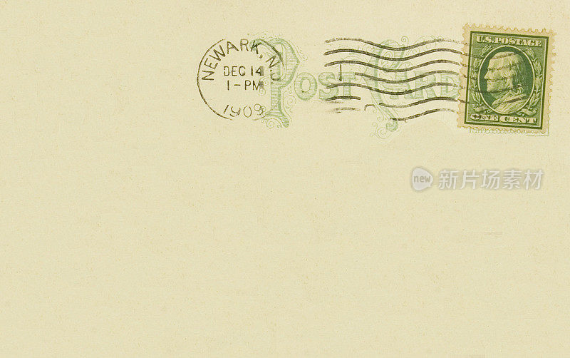 1909年纽瓦克新泽西邮戳的旧明信片
