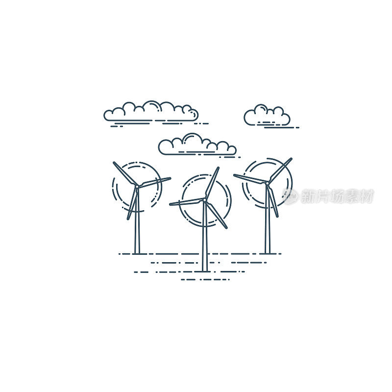 风力发电机涡轮机和云