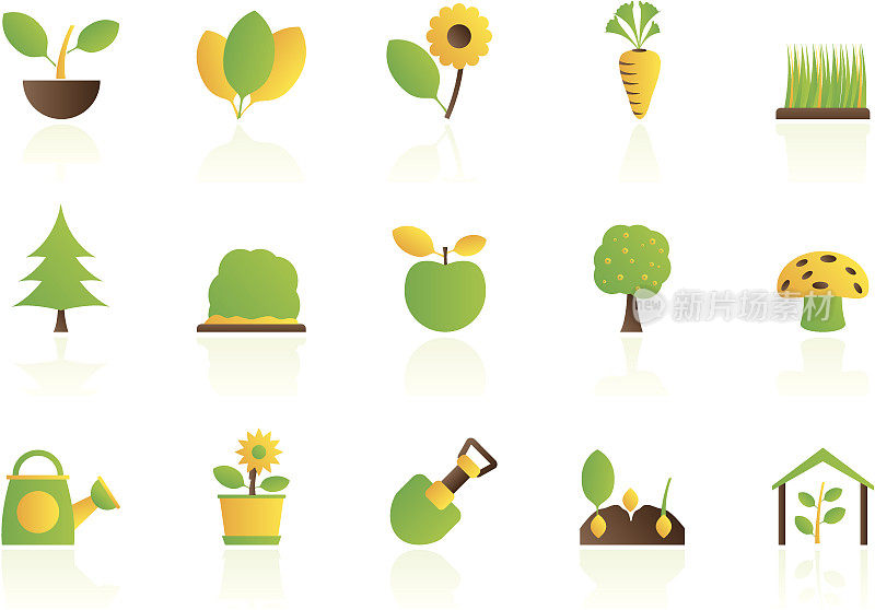 不同的植物和园艺图标