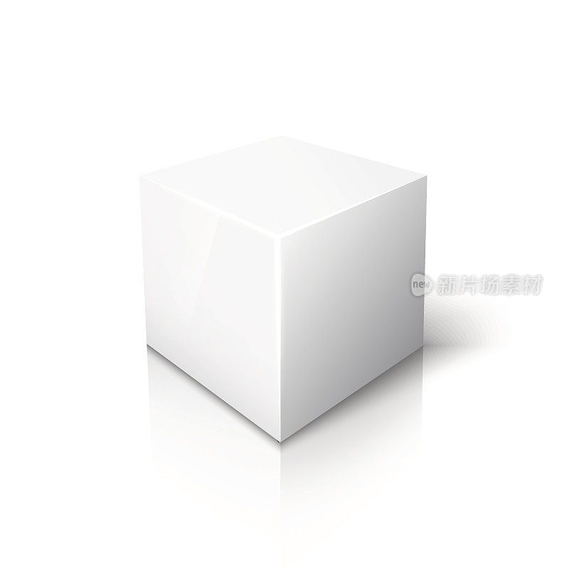 一个白色立方体的3D描绘，包括阴影