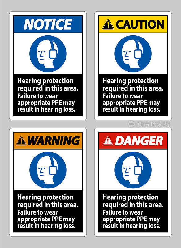在这个区域需要听力保护，不穿戴适当的PPE可能会导致听力损失
