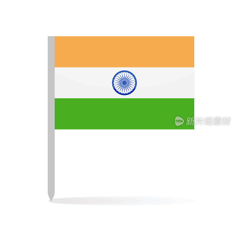 印度-旗帜图标矢量插图-引脚