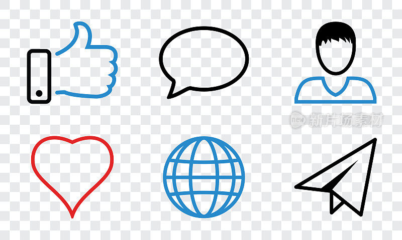 社交媒体图标矢量插图